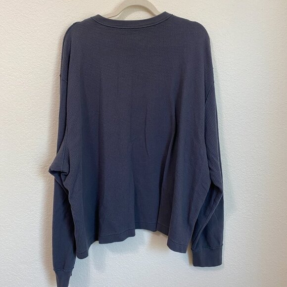 Abercrombie & Fitch Blue Soft A&F Cozy Cropped Thermal Henley - Picture 6 of 6